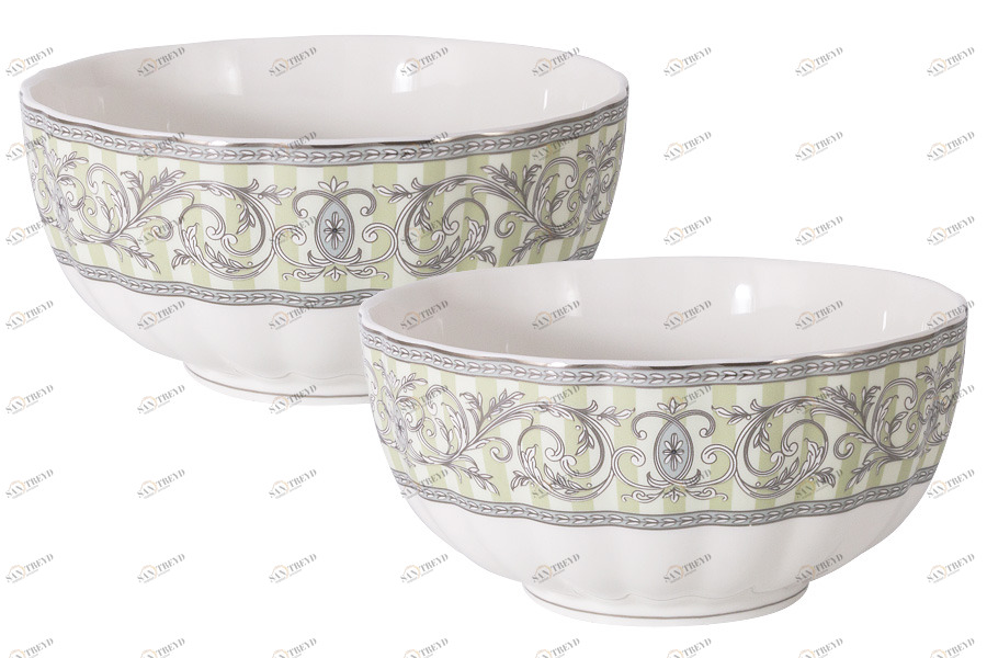 Салатники из костяного фарфора 2 шт белые "Жозефина" COLOMBO  00-3973496 Белый;серый 