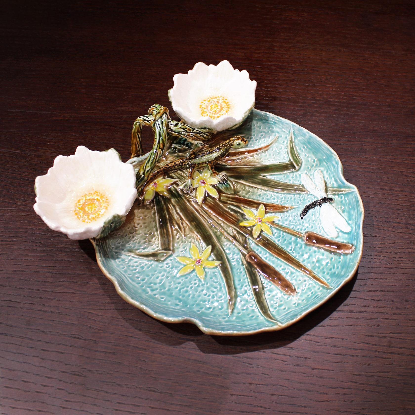 Блюдо для закусок (с двумя кувшинками) Серо-зеленый PROVANSFAIENCE sun-id-994585 - Вид №13