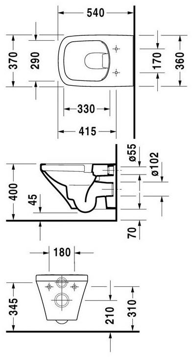 455109 Подвесной унитаз настенный Белый Duravit Durastyle Германия - Вид №2