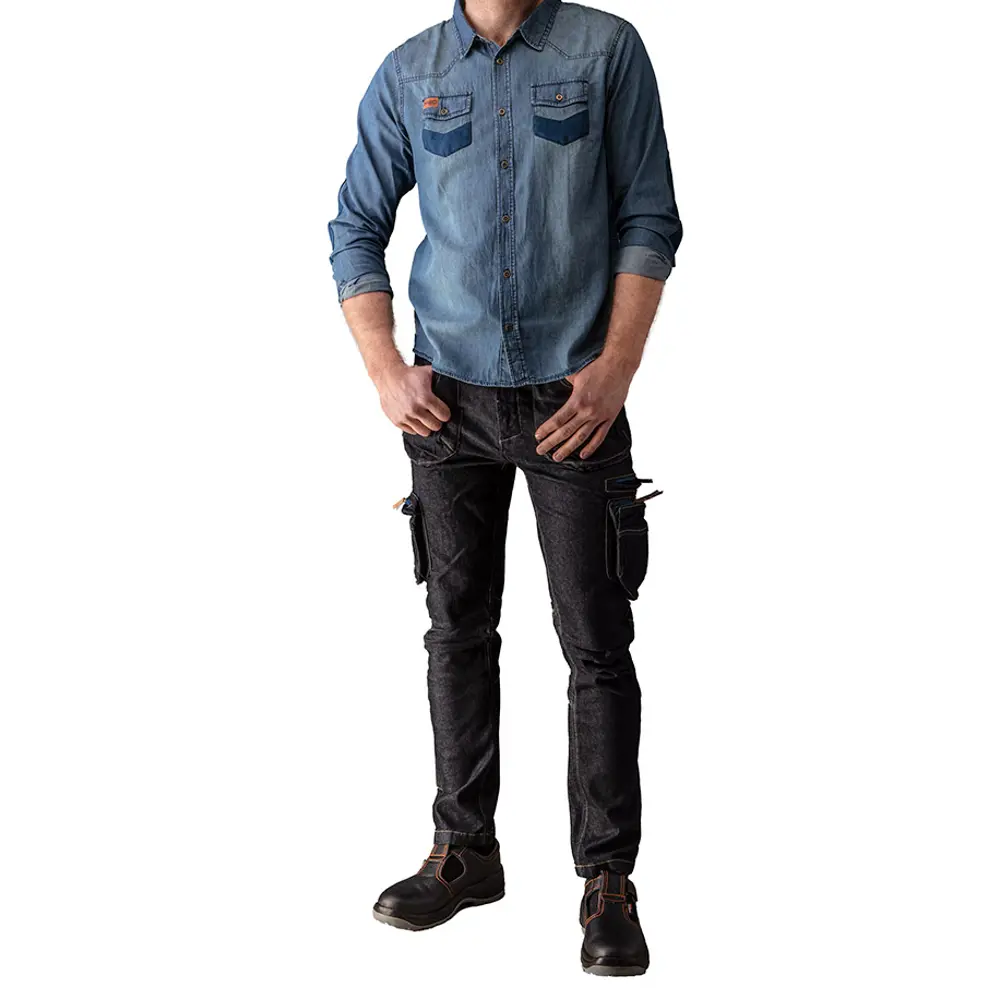 Рубашка Neo Tools Denim темно-синяя размер L рост 184 STLM-2058156 - Вид №3