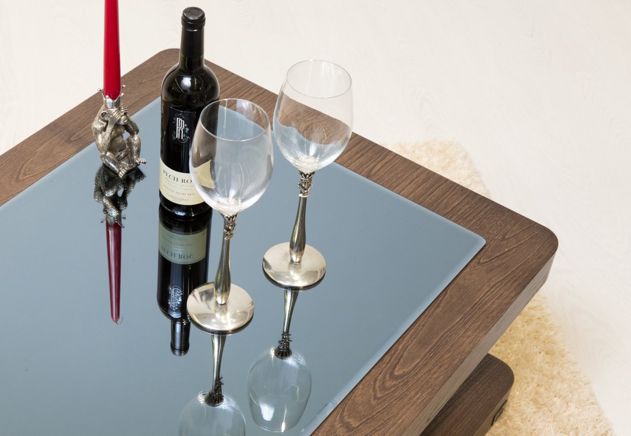 Журнальный столик прямоугольный коричневый с полкой и стеклом Vision Glass PUSHA PUSHA 062879 Коричневый  - Вид №3