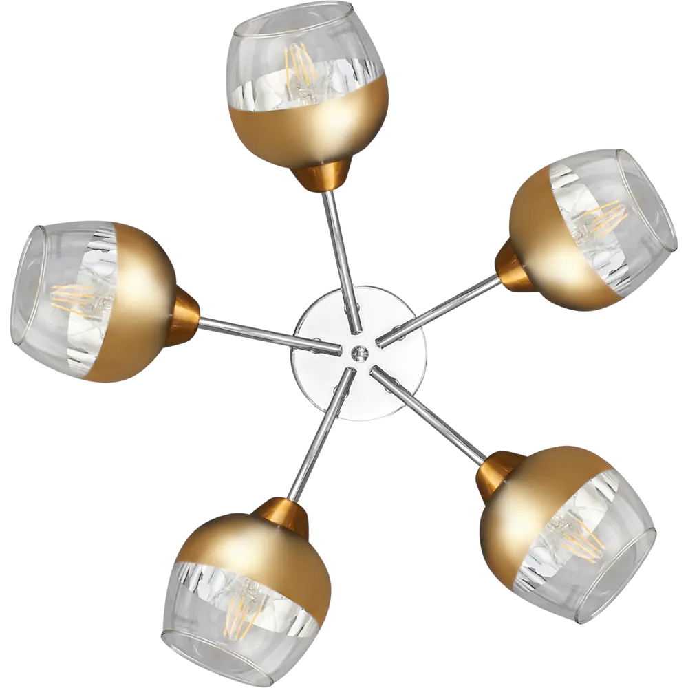 Люстра потолочная JLIGHT FIERA 5 ламп 24 м², цвет хром 84534223 STLM-2198153  - Вид №1