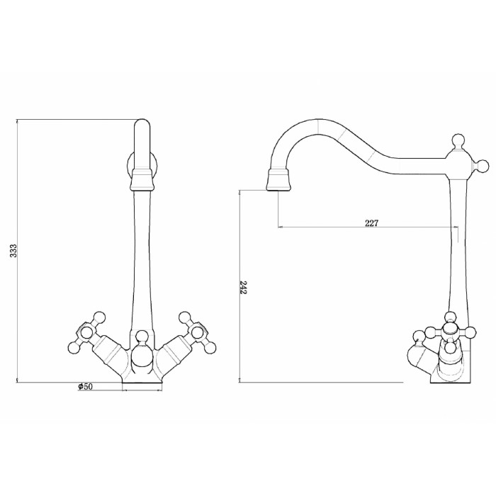 Zorg ZR 515 YF-Br бронза Смеситель для кухни Zorg 333х227 мм  - Вид №2