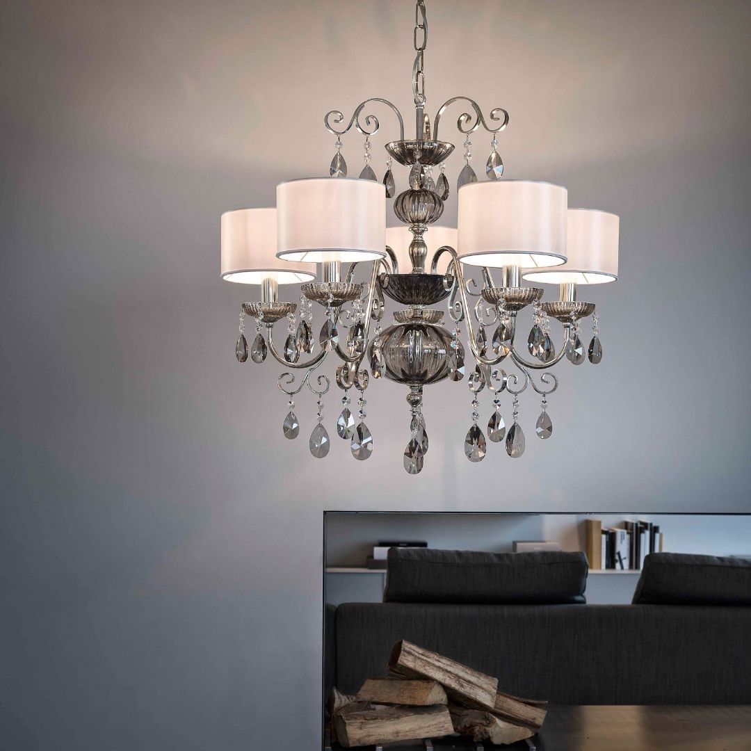 Masiero Antika 5 P17 Argento Antico / Vetro Fume люстра подвесная 115082 - Вид №1