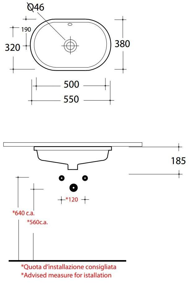Lil4455001 Накладная раковина под столешницу  овальная Olympia Ceramica LAVABI D'ARREDO - Вид №2