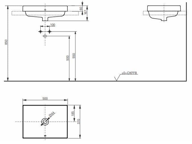 Керамическая прямоугольная раковина с полукругом TOTO CS ARCH-00088779 - Вид №7