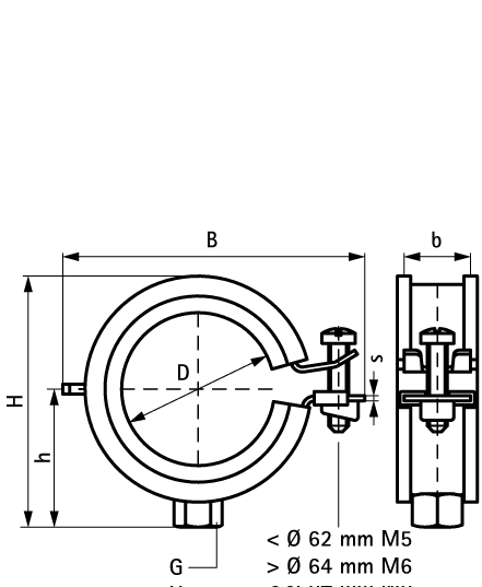 3363051 BIS KSB1 Хомуты с вкладышем epdm (M8, M8/10) для всех видов труб walraven  - Вид №1