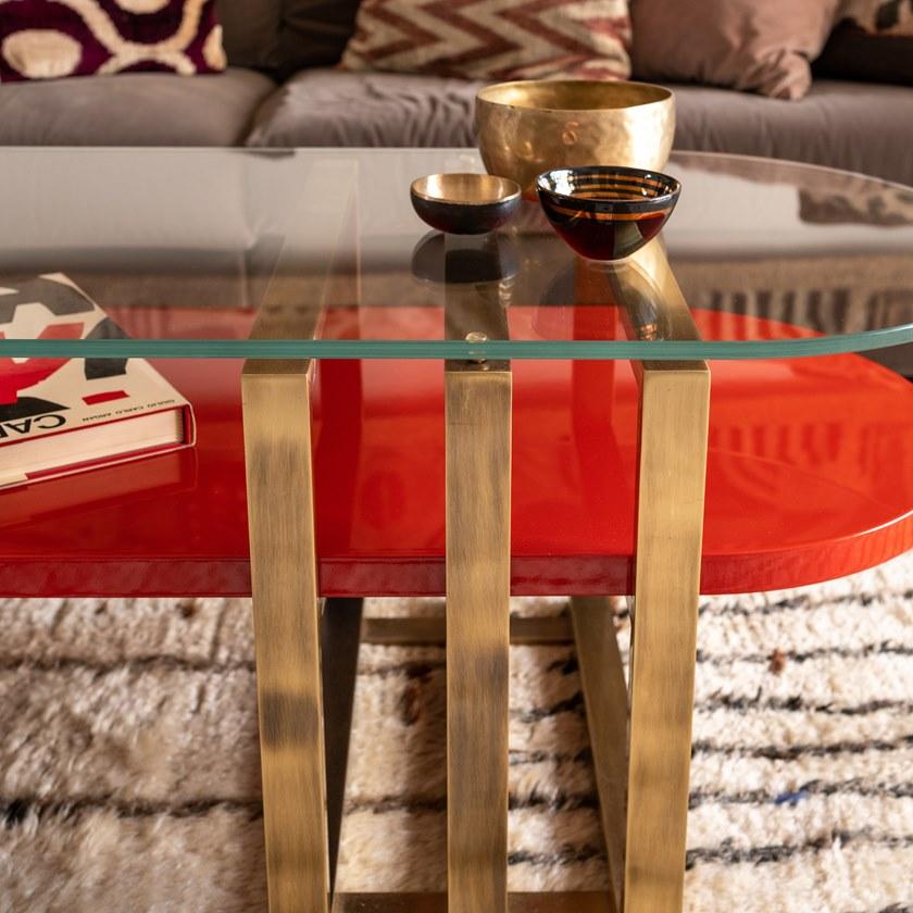 MARIONI Низкий лакированный журнальный столик из дерева Palm 02960 - Вид №5