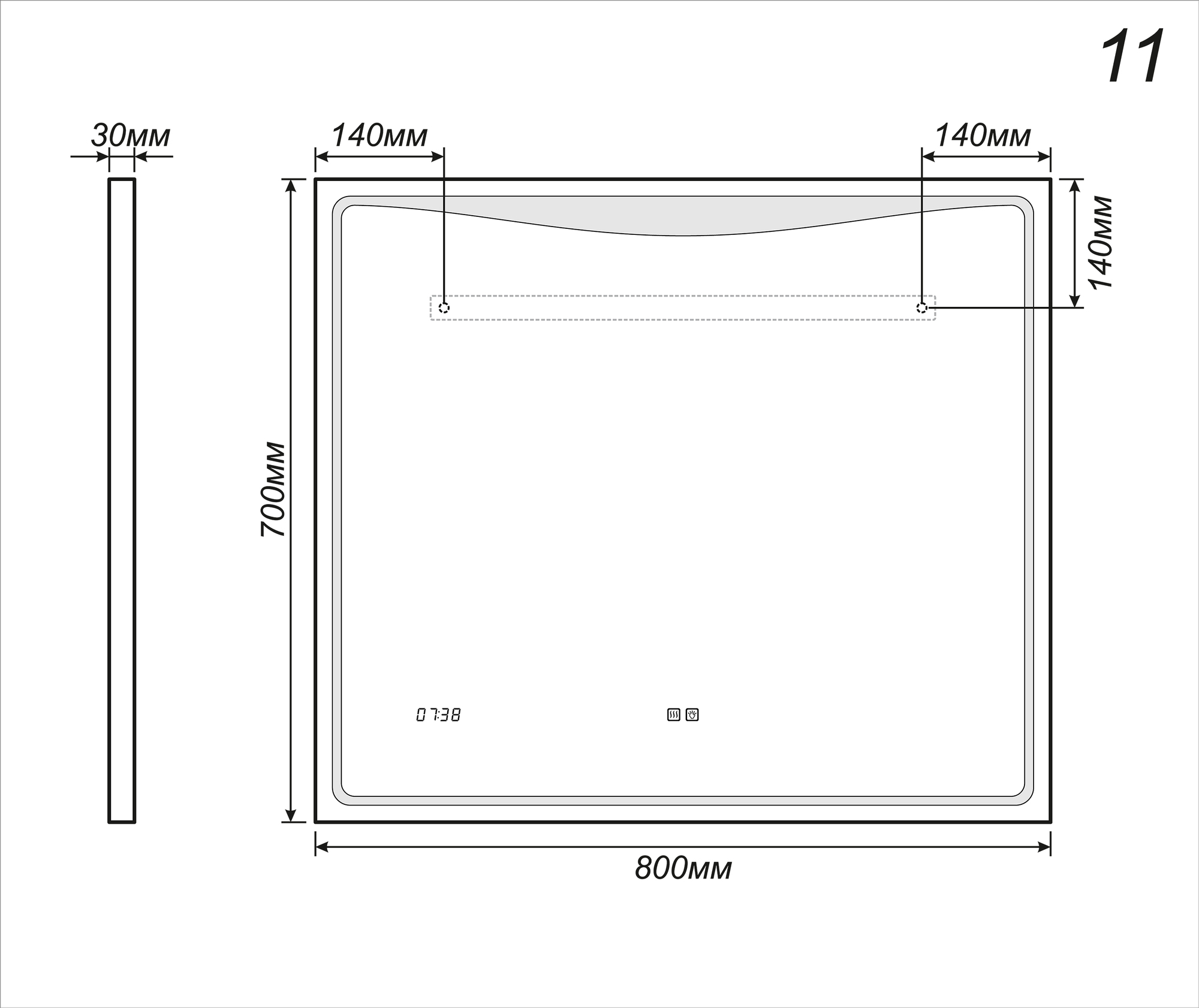 Зеркало Eva Luxe 700700⨉40⨉700 мм хром VIGO sun-id-664549 - Вид №3
