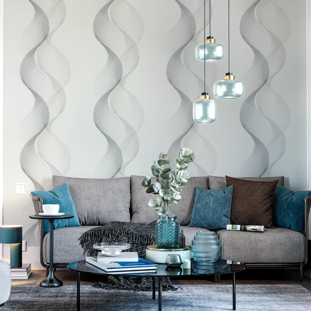 Обои флизелиновые Palitra Simple Soundwave серые 1.06 м SP72037-41 Sound Wave STLM-2017040 - Вид №2