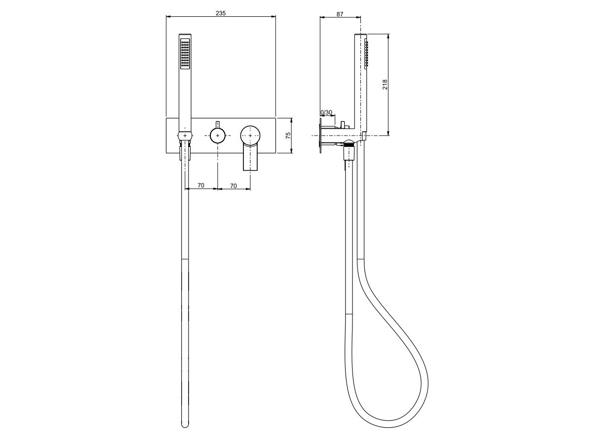 Встраиваемый смеситель для душа с 3 отверстиями и ручным душем Rubinetterie Frattini отдельная эстетика ARCH-00067542 - Вид №1