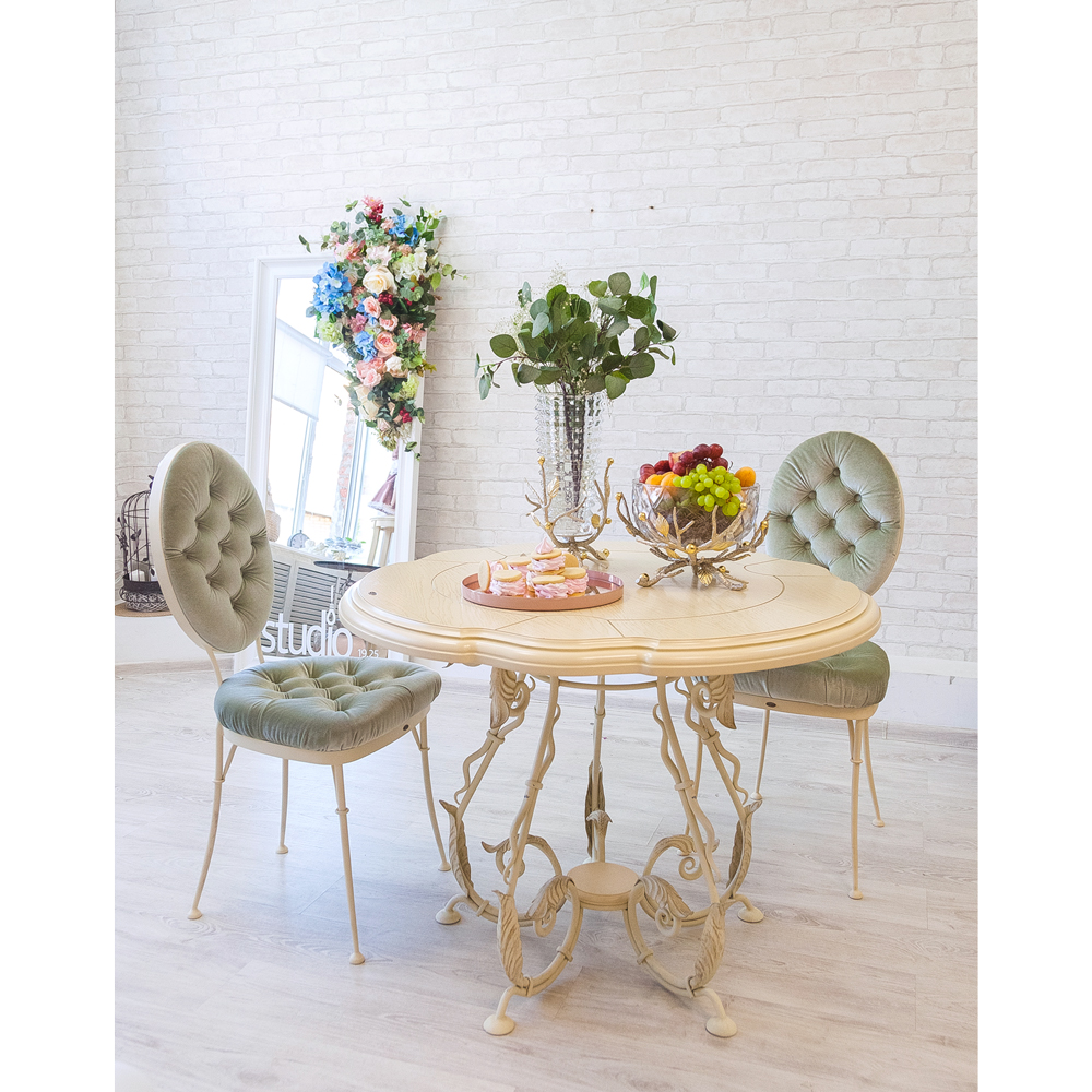 19010 Кованый обеденный стол Аделаида 5 Айвори BOGACHO 4627138231364 - Вид №1