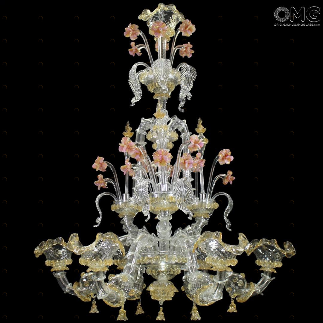 1067 ORIGINALMURANOGLASS Люстра Фиорентина на 6 лампочек - Реццонико - муранское стекло OMG  см CLASSICO