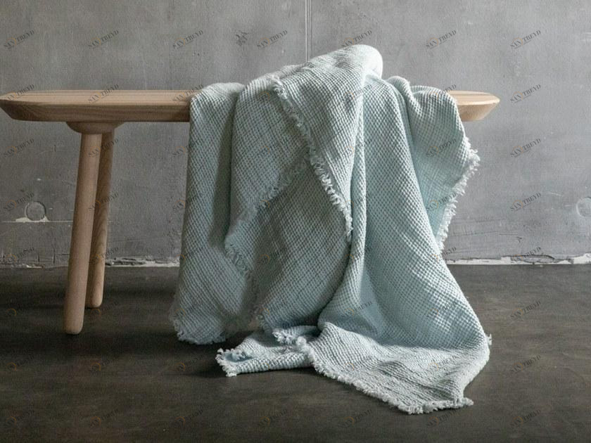 LinenMe Однотонный льняной плед ручной работы Washed waffle big 0914301 