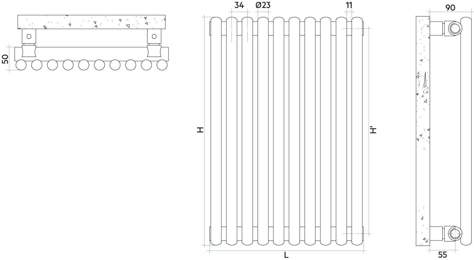 Стальной модульный вертикальный мебельный радиатор Irsap Арфа ARCH-00082285 - Вид №2