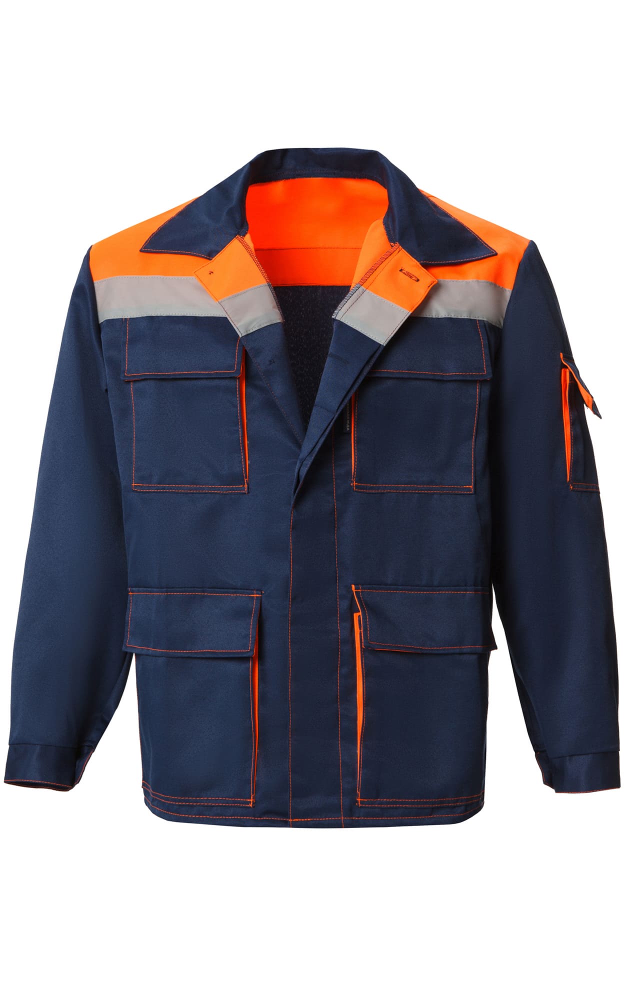 63861 Костюм "Коммунальщик" темно-синий-оранжевый с СВП (эконом)  Летняя спецодежда  размер 52-54/170-176  - Вид №3