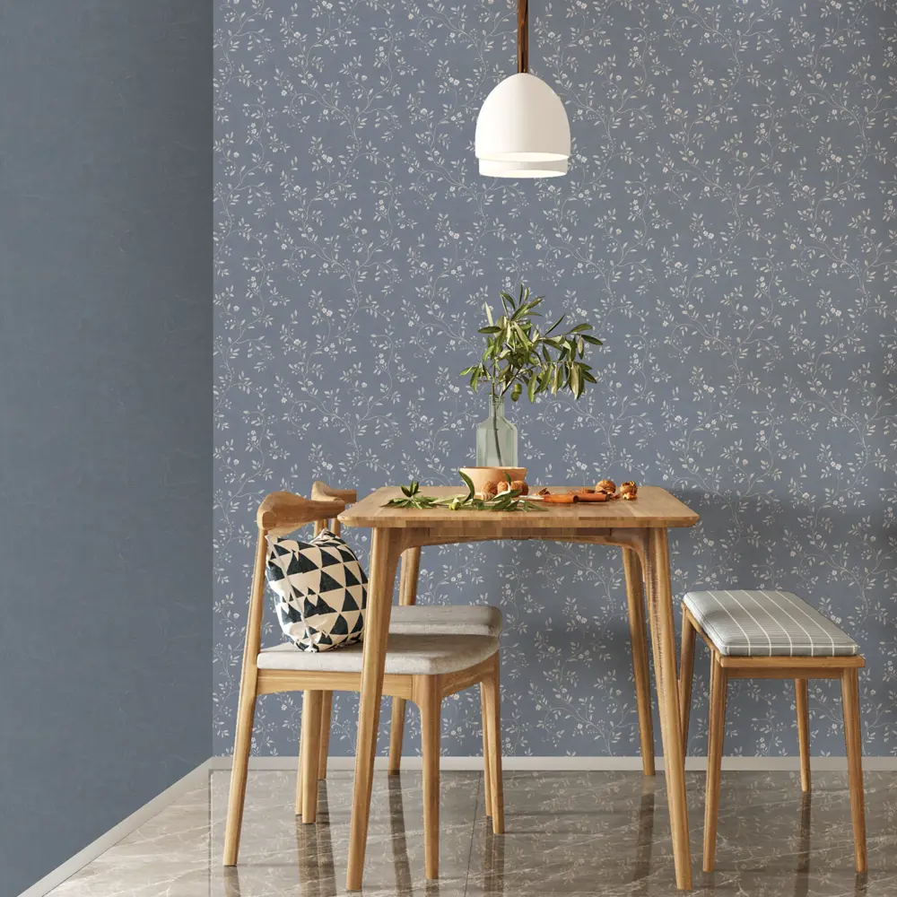 Флизелиновые обои Московская обойная фабрика Ника синие с растительным рисунком 1.06 м 89440857 STLM-1580786 - Вид №4