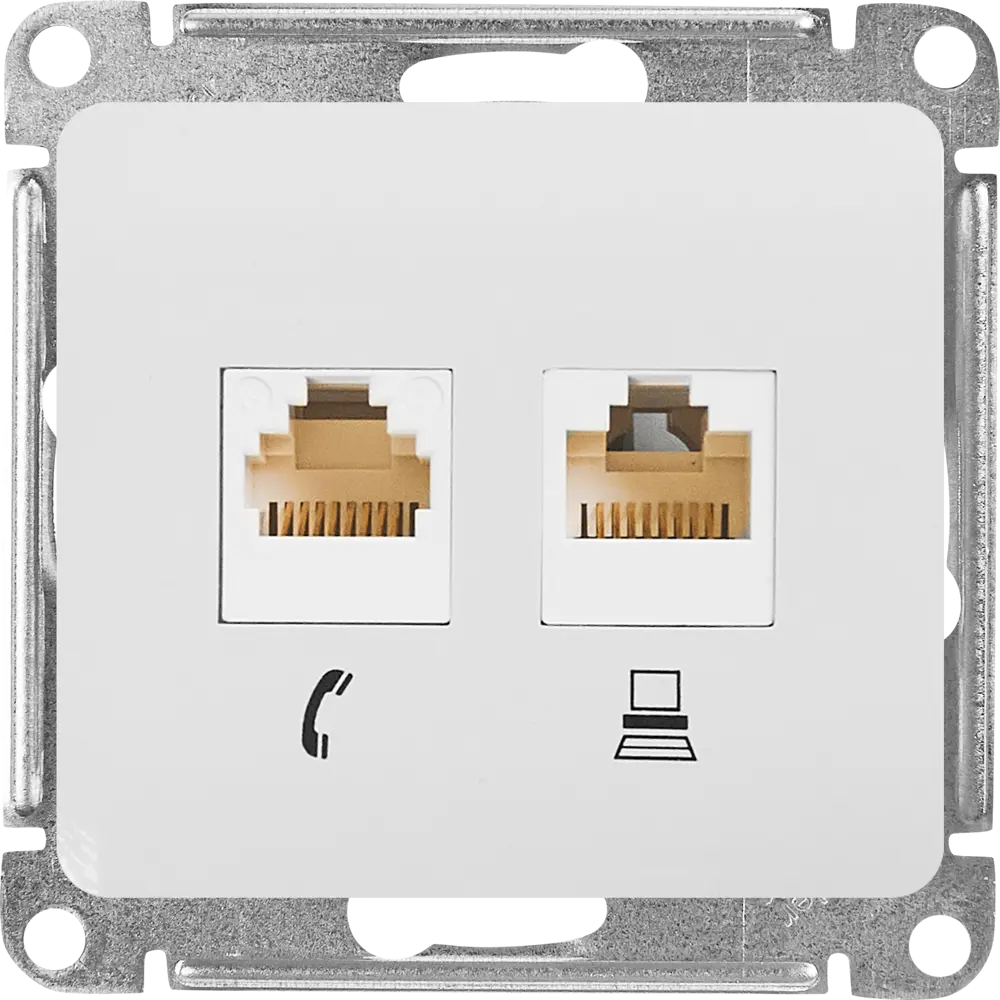 Schneider Electric Glossa - Телекоммуникационная розетка RJ11/RJ45 для интернета и телефона 86710159