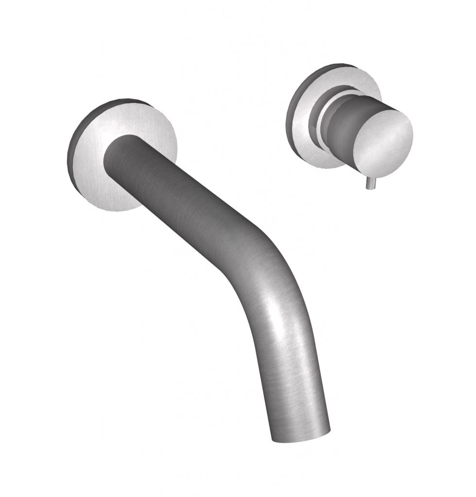 73539 Встроенный смеситель для раковины из матовой нержавеющей стали 316 диаметром 230 мм. носик и традиционный картридж. Bongio Time2020 Basic 