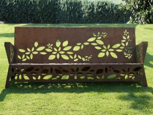 Стальная садовая скамейка Corten™ с подлокотниками