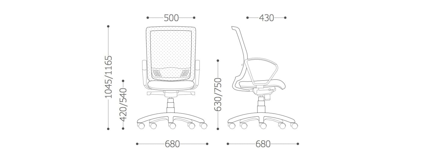 Сетчатое вращающееся кресло с откидывающейся спинкой и подлокотниками VAGHI Bursa Evo Black ARCH-00044228 - Вид №6
