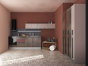 Кухня с колоннами кладовая