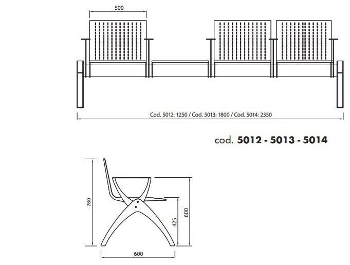 ALMA DESIGN Сиденье на стальной балке с подлокотниками Terminal sun-id-1403000 - Вид №17