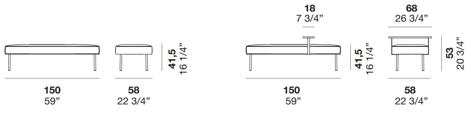 Мягкая скамейка из ткани Alf DaFrè Raku ARCH-00010298 - Вид №1