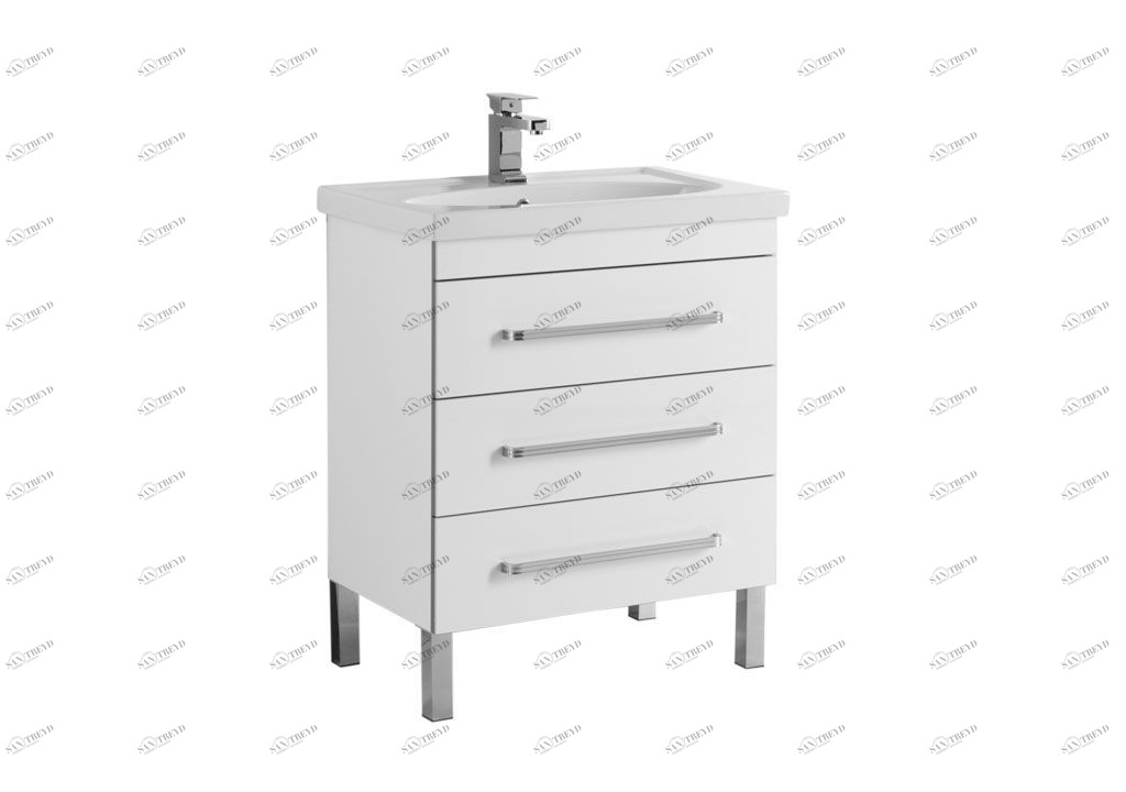 Тумба с раковиной Aquanet Сиена 70 белый (напольный 3 ящика) 0018922500185343
