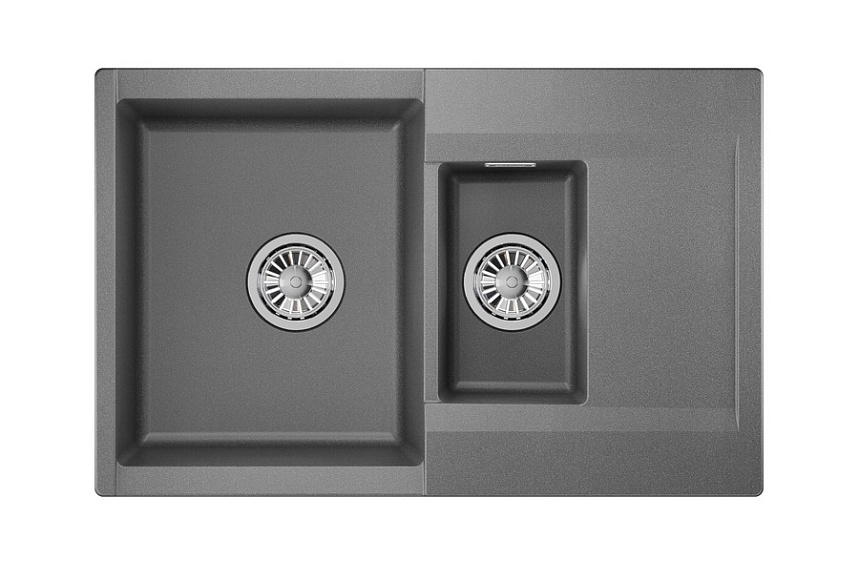ES-7808, ГРАФИТ, кухонная мойка, кварц, ESTETICA GRANULA 7808-ST285 - Вид №2
