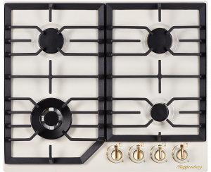 FS 603 C Bronze Газ, варочная поверхность 45х610х510 мм, ниша для встраивания 560 х 480 мм, классический стиль, 4 конфорки, электроподжиг, газ-контроль, чугунные решетки, цвет фурнитуры: бронза, цвет: бежевый Kuppersberg