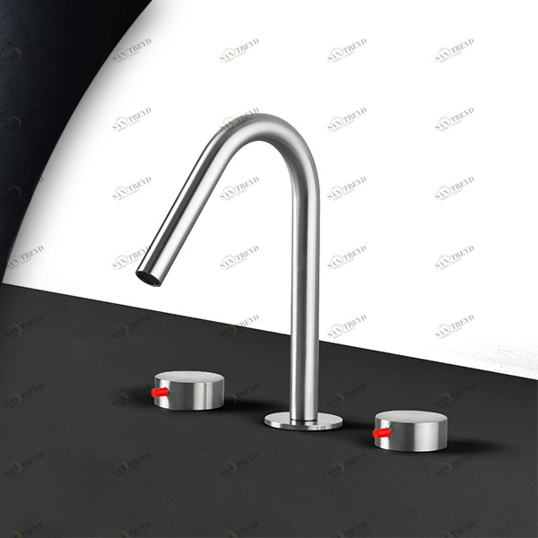 Смеситель для раковины сталь матовая с красной ручкой Toki Radomonte TKI23SCIL35