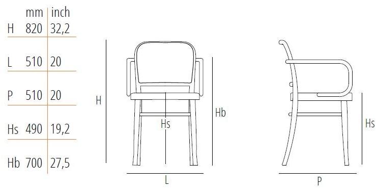 Wiener GTV Design Стул из бука и венской соломы с подлокотниками N. 811 sun-id-1400992 - Вид №3
