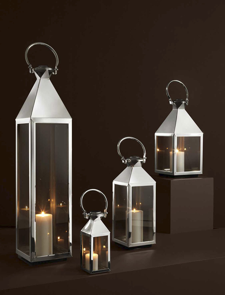 Подсвечник-фонарь с кожаной ручкой серебряный Vanini L от Eichholtz EICHHOLTZ  246108 Прозрачный;серебро  - Вид №2