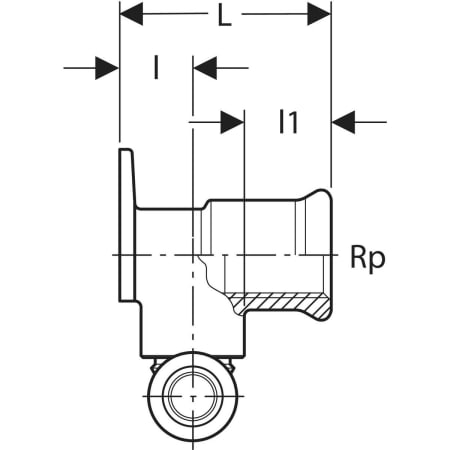 GEBERIT 612.302.00.5 Т-образная водорозетка Geberit Mepla 90° с уступом  - Вид №2