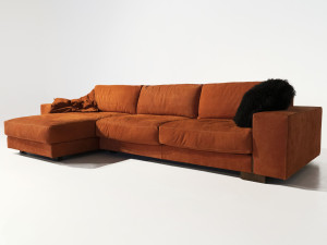 Диван из нубука с полуостровом