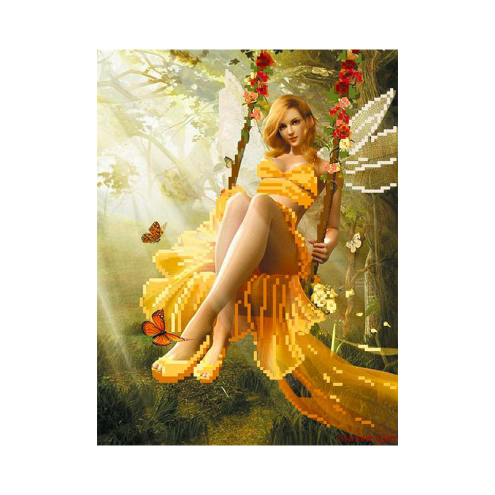 4212 Канва/ткань с рисунком Рисунок на шелке 28 см х 34 см "Фея" Матренин посад 