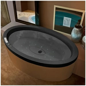 Ванна GRUPPO TREESSE Eos 190 STA-V849C-C чёрная с аэромассажем овальная