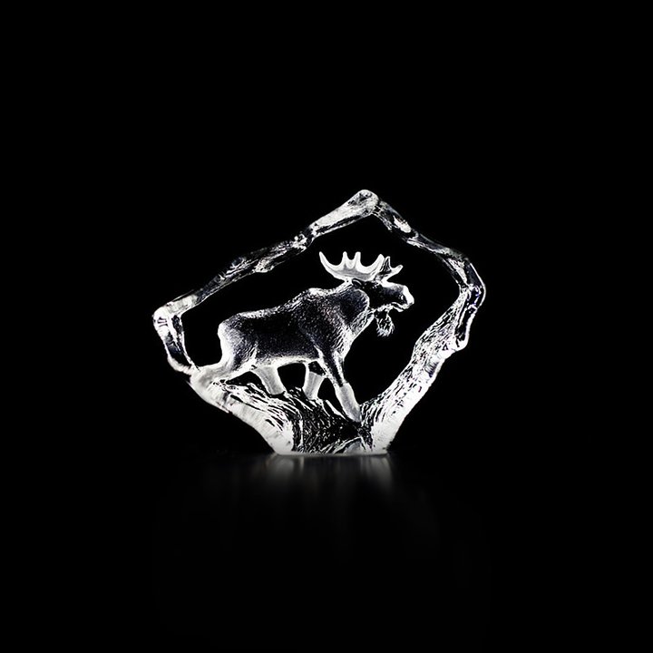 88130 Скульптура из прозрачного хрусталя "Лось", 70/55 мм. Maleras 