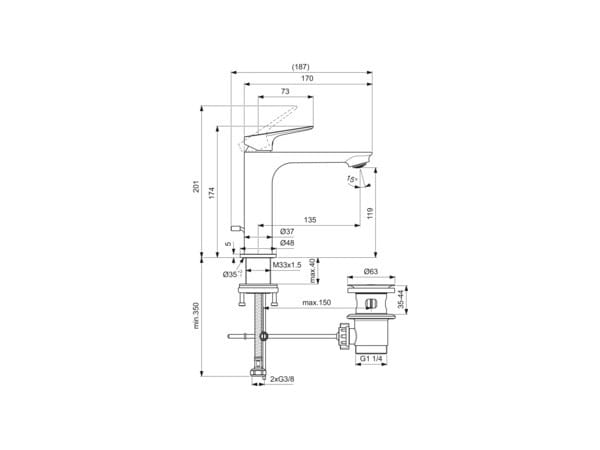 Однорычажный смеситель для раковины с раковиной Ideal Standard Ceralife O ARCH-00090635 - Вид №1