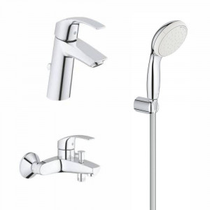Готовый набор для ванной GROHE Eurosmart: смесители для ванны и раковины, душевой набор (124470)