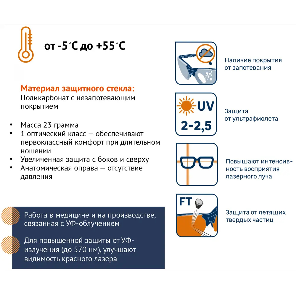 DEXTER Защитные очки открытые с антифог покрытием для лазерных работ 89176959 STLM-0079531 - Вид №3