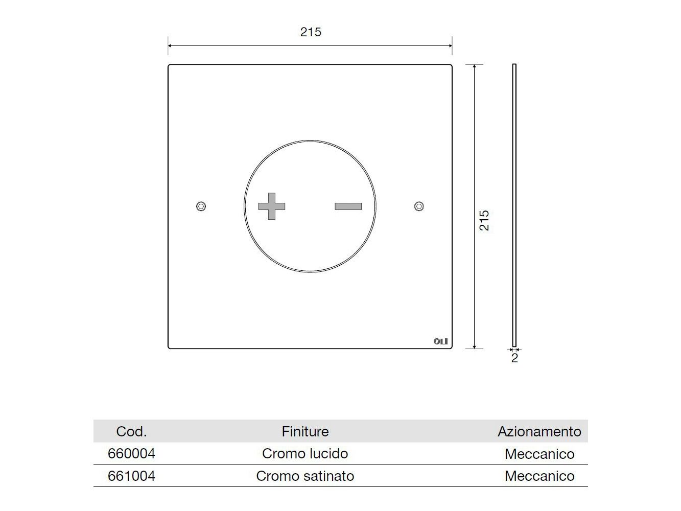 Панель управления унитазом из сатиновой стали OLI INO-X 04 ARCH-00011891