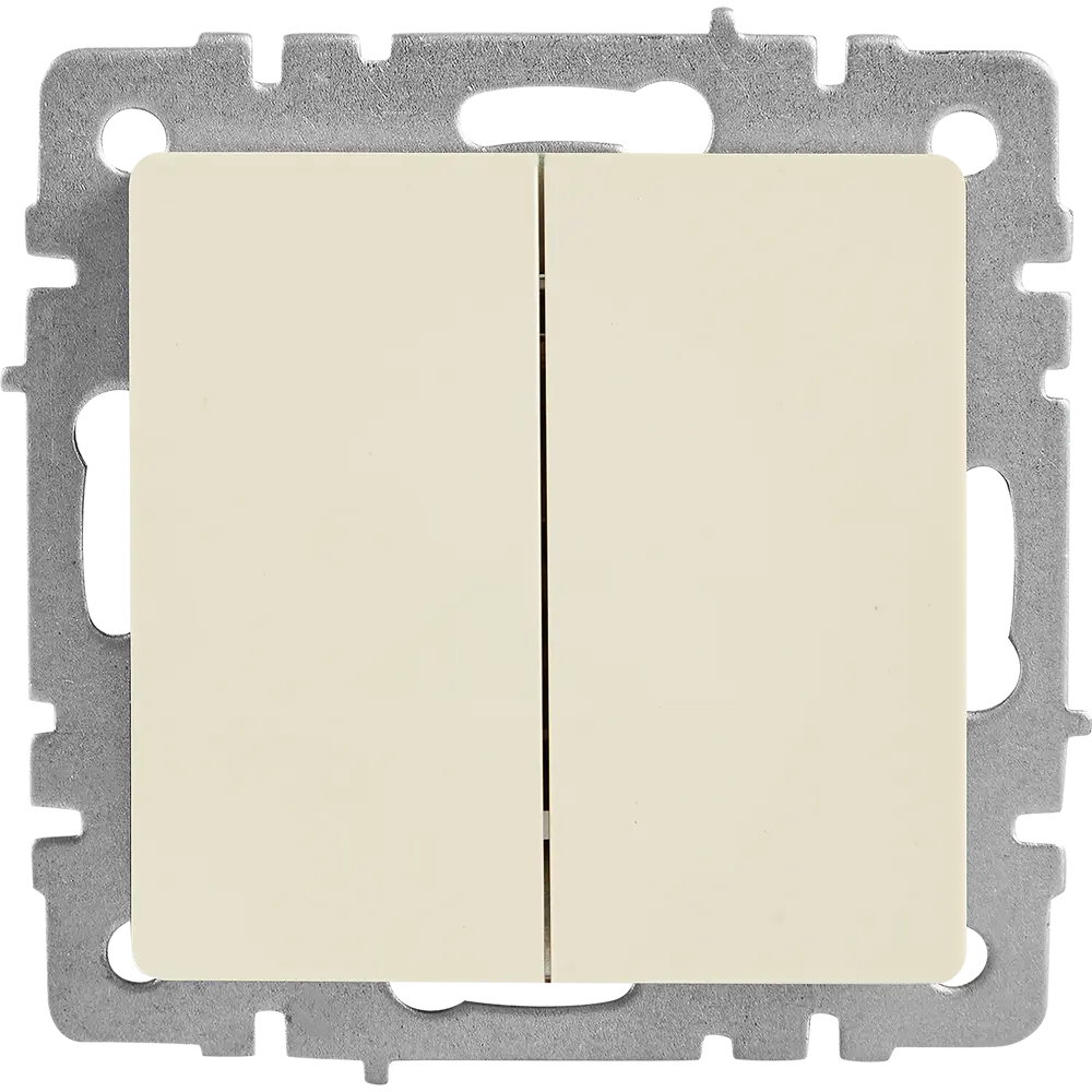 Выключатель IEK Brite двухклавишный бежевый для современного интерьера 87761690 STLM-1117034 - Вид №1