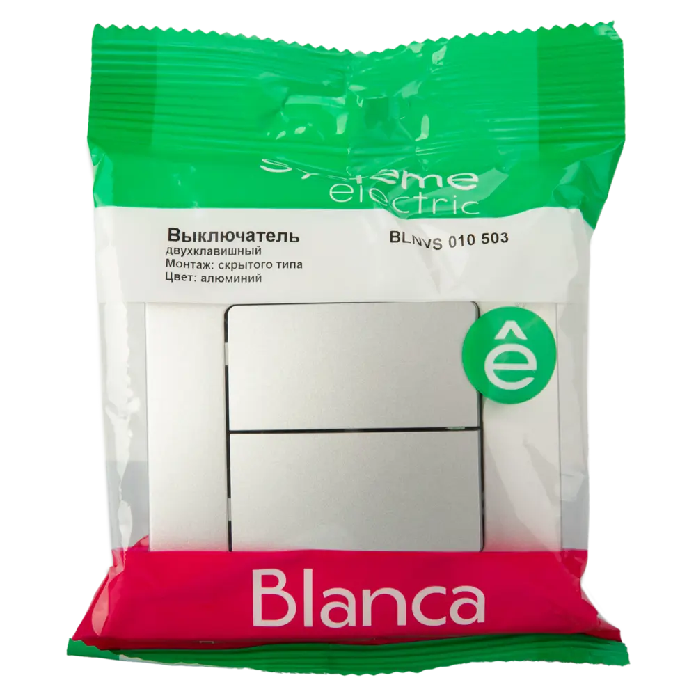 Выключатель проходной встраиваемый Systeme Electric Blanca 2 клавиши цвет алюминий 86728921 STLM-2094050 - Вид №6