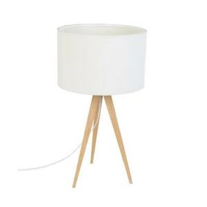 Лампа настольная Tripod Wood, белая с бежевыми ножками