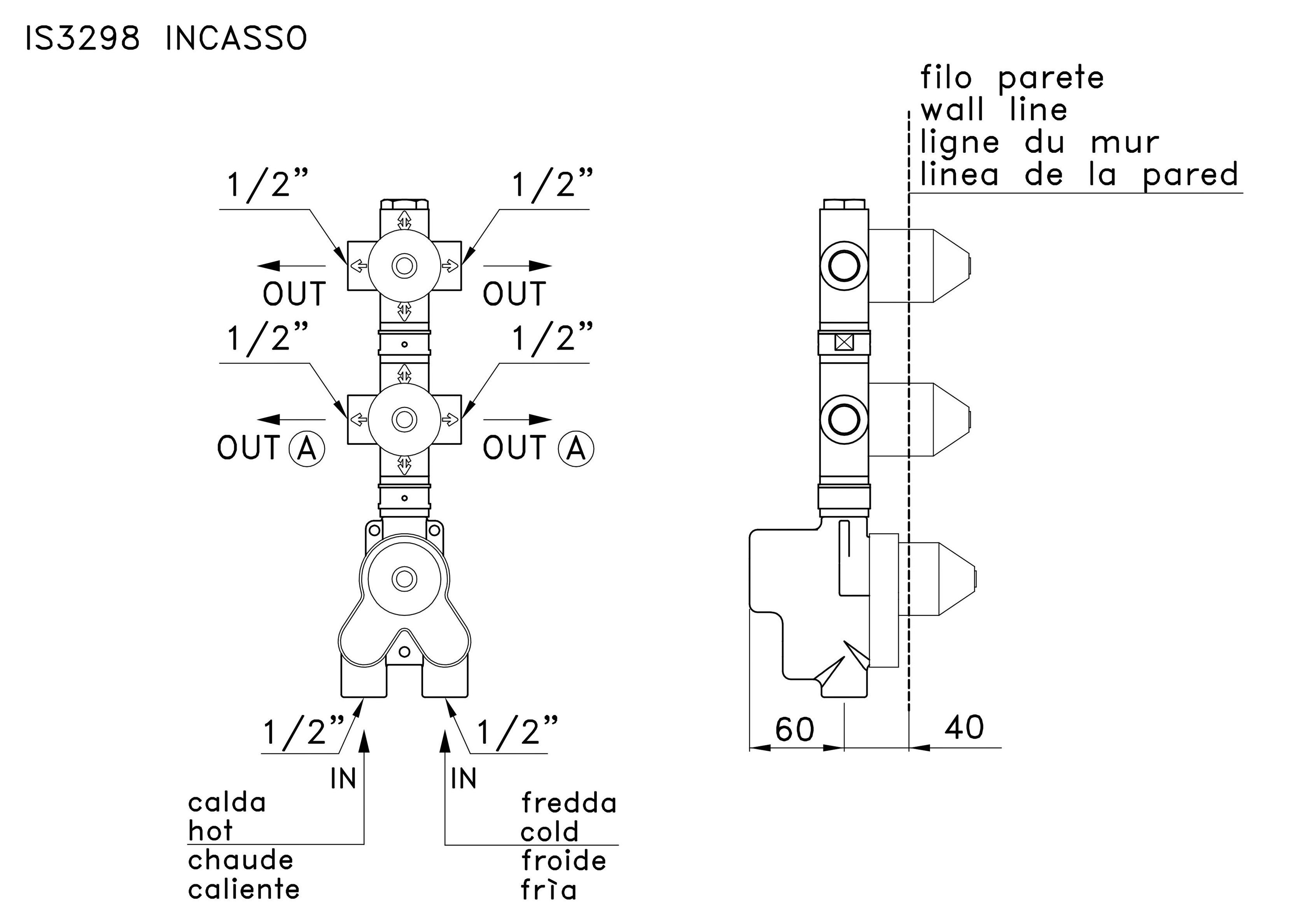 Термостатический набор для душа с 3 отверстиями RUBINETTERIE STELLA ARCH-00123065 - Вид №7