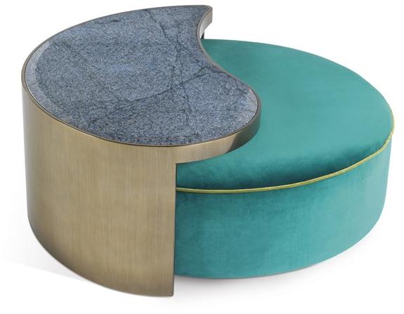 ETRO Home Interiors Пуф из мягкого бархата с деревянным журнальным столиком Sharp E.sha.222.a - Вид №2