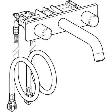 116.462.21.1 Смеситель для раковины Geberit ONE круглого исполнения, настенный монтаж, смеситель двухручковый, для функционального блока скрытого монтажа Geberit  - Вид №1