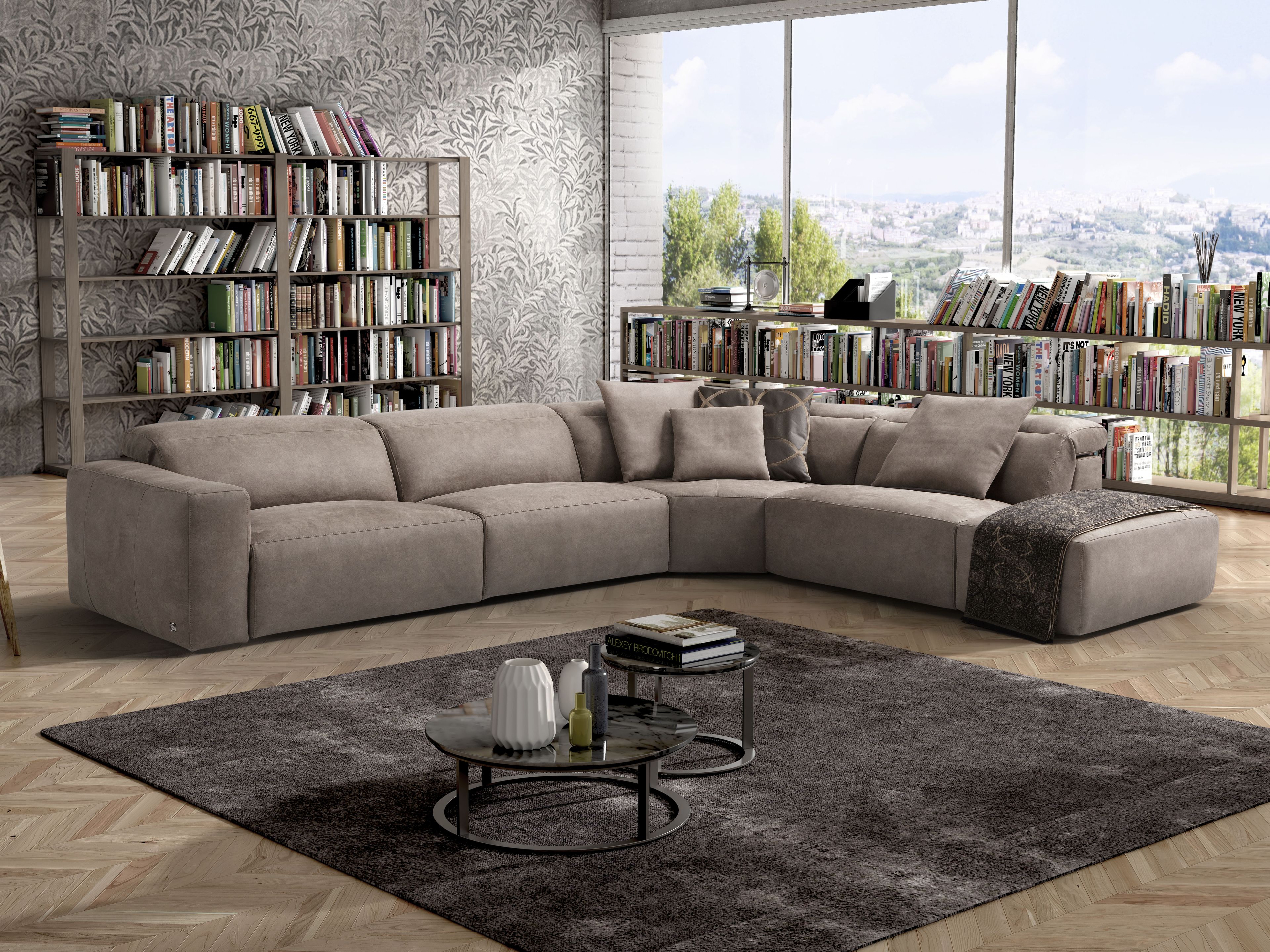 Угловой диван из микрофибры с электрическим движением Egoitaliano Беверли ARCH-00080274 - Вид №1